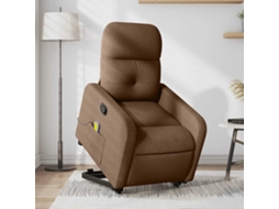 Vidaxl Poltrona Reclinável Massagens Tecido Castanho