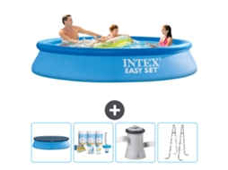 Piscina Inflável Redonda INTEX Easy Set 305 X 61 Cm Azul Incluída Cobrir Pacote de Manutenção Bomba de Filtro de Piscina Escada