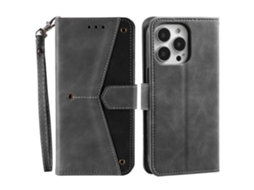 Capa Para Iphone 14 Pro Max Pele Sintética Cinzento