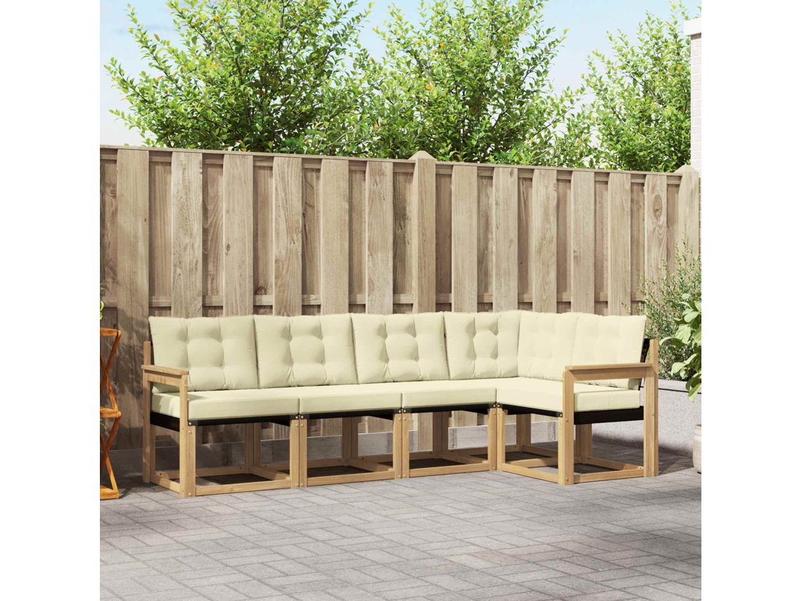 Vidaxl Conjunto De Sofás Para Exterior 5 Unid. Branco E Creme