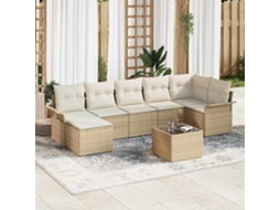 Vidaxl Conjunto De Sofá De Jardim 8 Unid. Bege Vime Pe