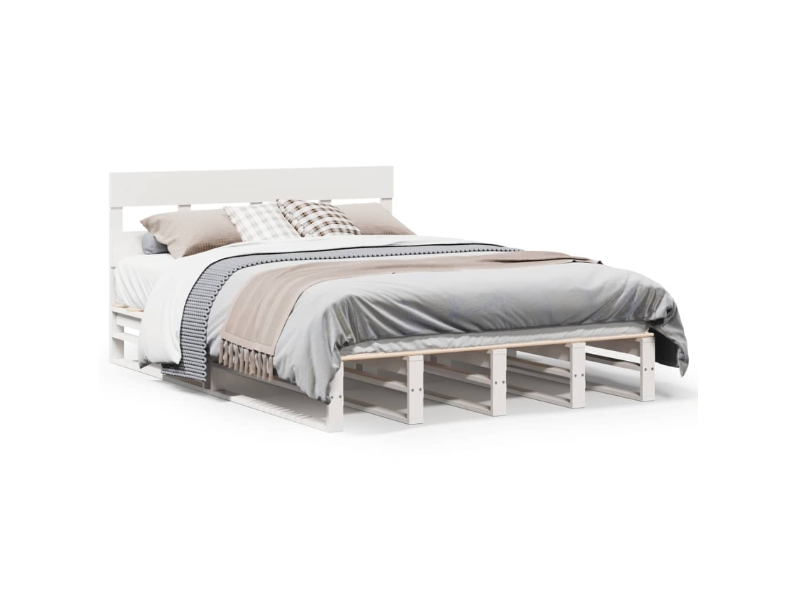 Bed Frame, Bed Frames Vidaxl Branco Madeira De Pinho (120 X 200 Cm)
