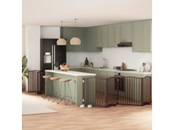 Vidaxl Portão Cães C/ Porta Dobrável 12 Painéis 960 Cm Álamo Castanho