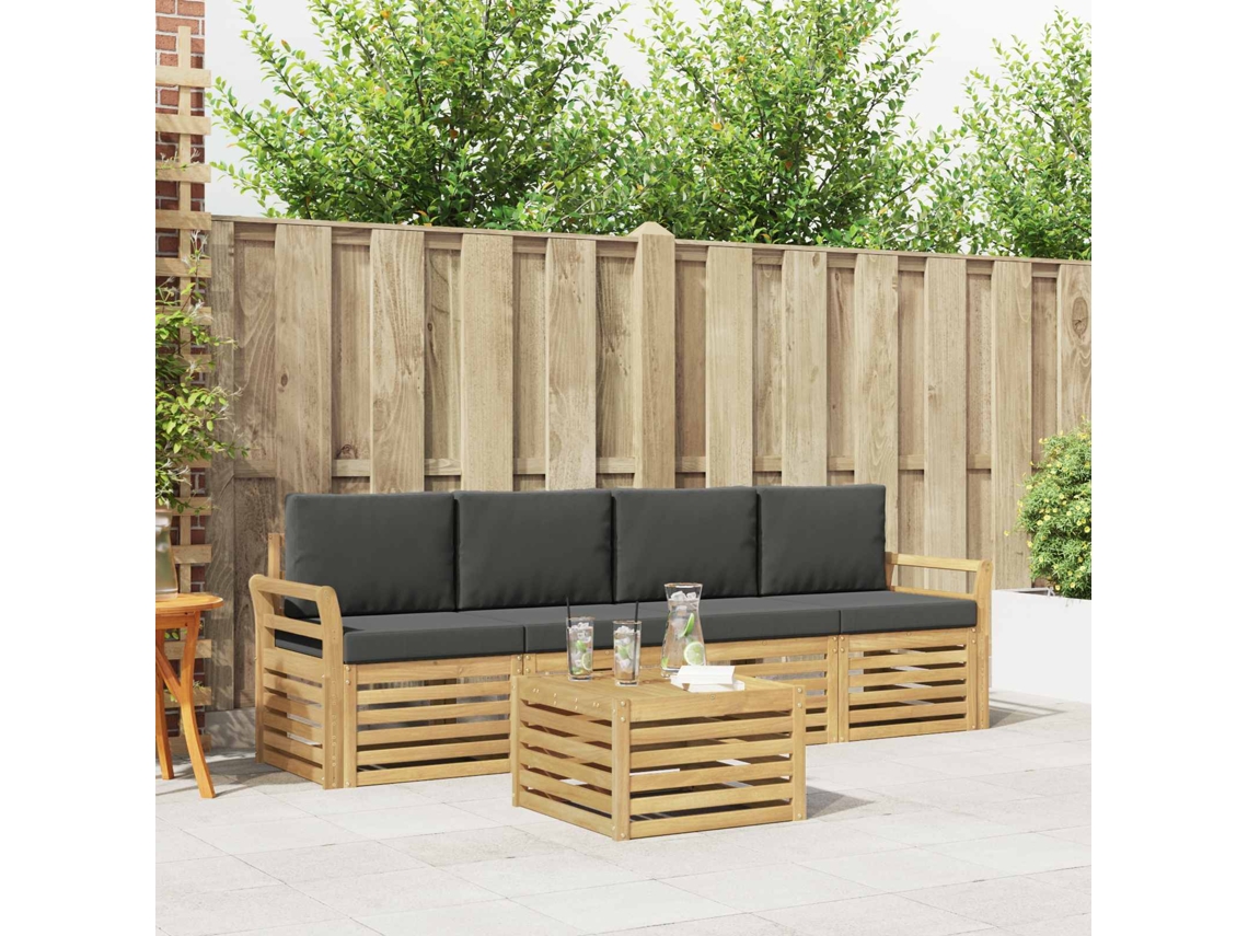 Vidaxl Conjunto De Sofás Para Exterior 5 Unid. Branco E Antracite