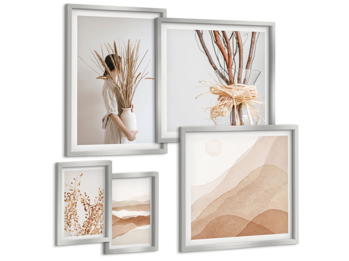 Conjunto De Pinturas Boho Estiloso Plantas Paisagens Espelharte (5 Peças)