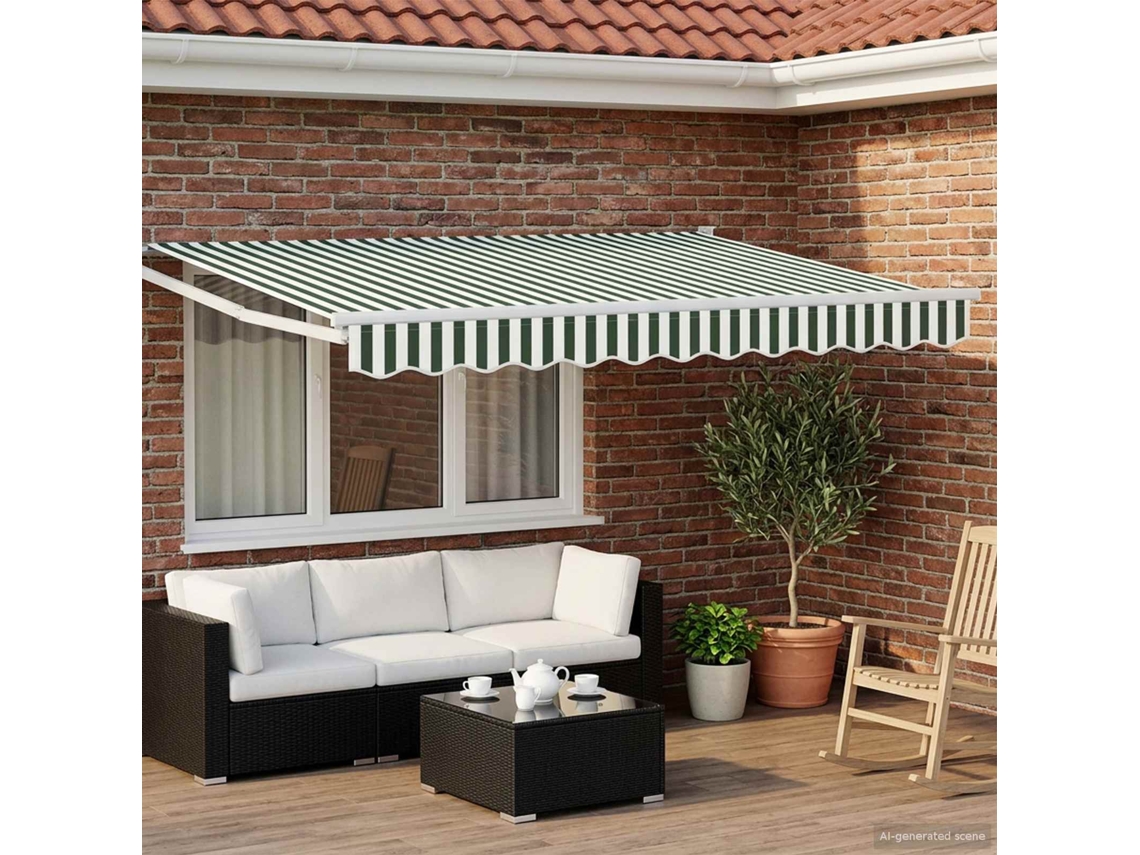 Vidaxl Toldo Retrátil Elétrico Verde E Branco 3 X 2,5 M