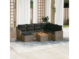 Vidaxl 8 Pcs Conjunto Sofás De Jardim C/ Almofadões Vime Pe Cinzento