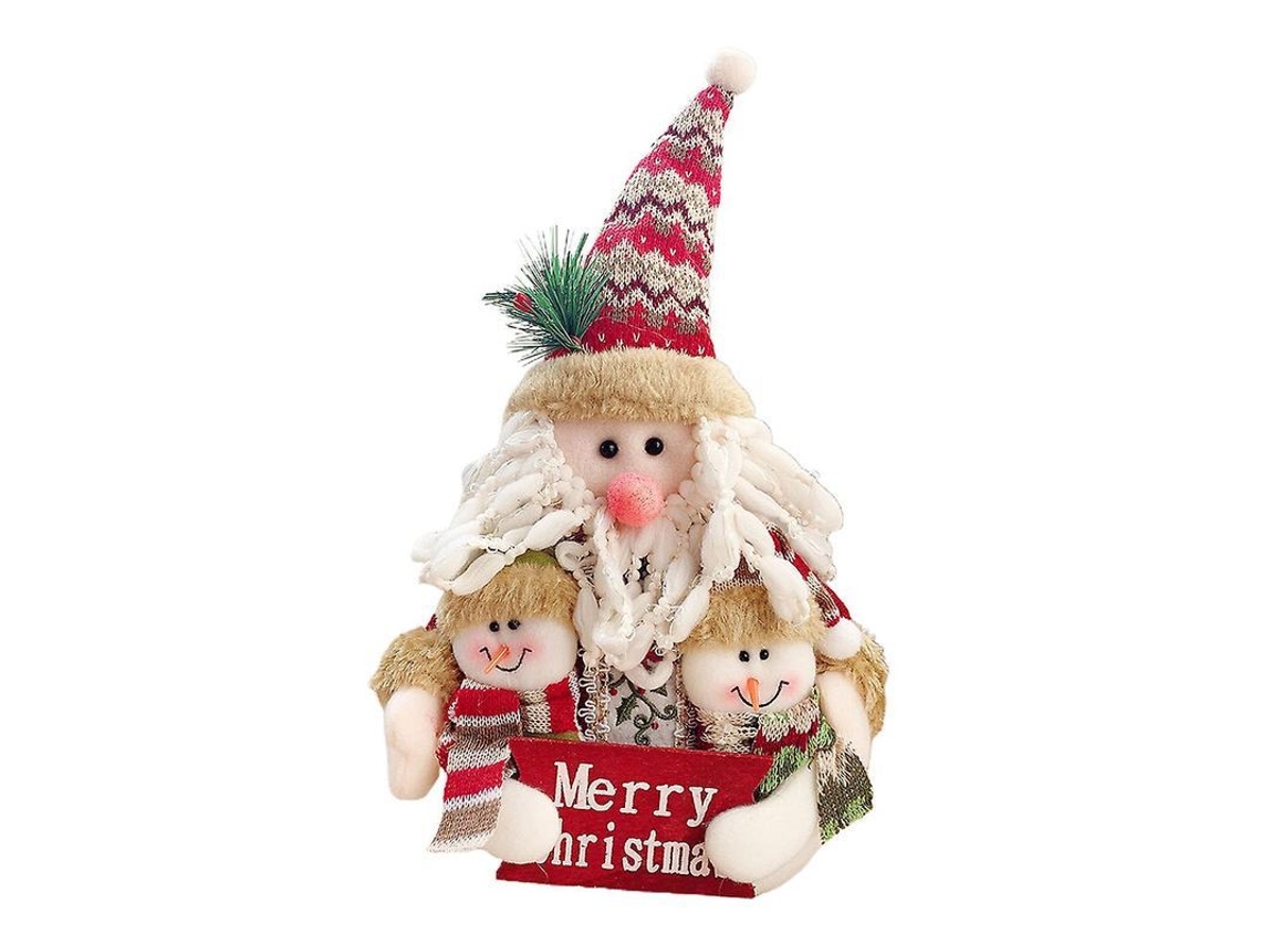 Decoração de Natal com base de madeira, presente, Papai Noel, 30x20cm S/MARCA