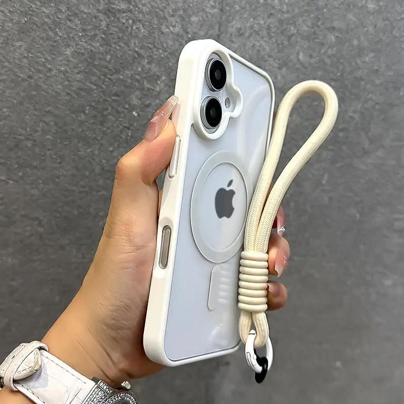 Capa Transparente Para Iphone 15 Pro Max (branca) Com Cordão, Resistente A Impactos E Reforçada.