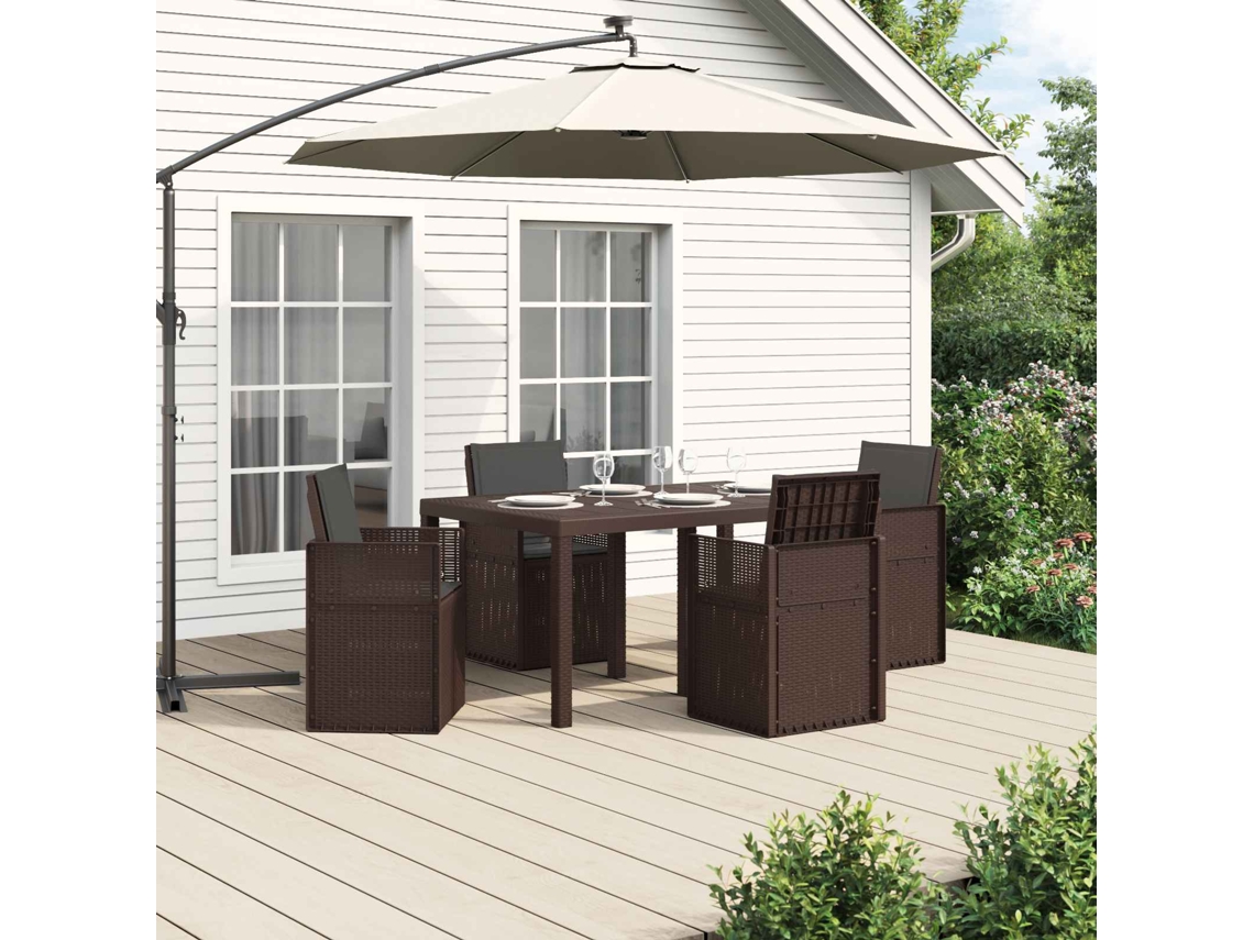 Vidaxl Conjunto De Jantar Para Jardim 5 Unid. Castanho E Antracite Pp