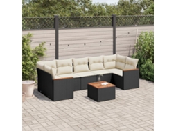 Vidaxl 8 Pcs Conjunto Sofás De Jardim Com Almofadões Vime Pe Preto