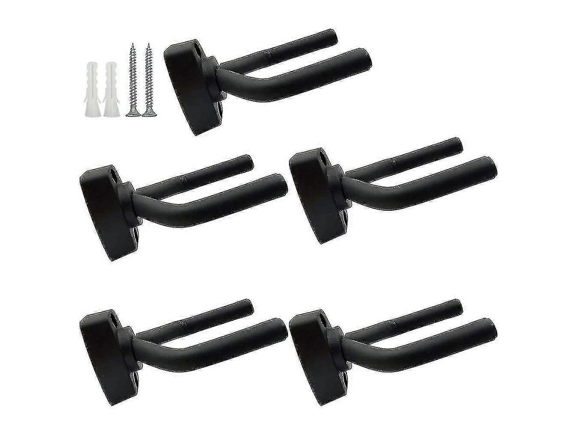 Conjunto de 5 Suportes de Parede Pretos para Guitarra com Parafusos AQUAFORGE