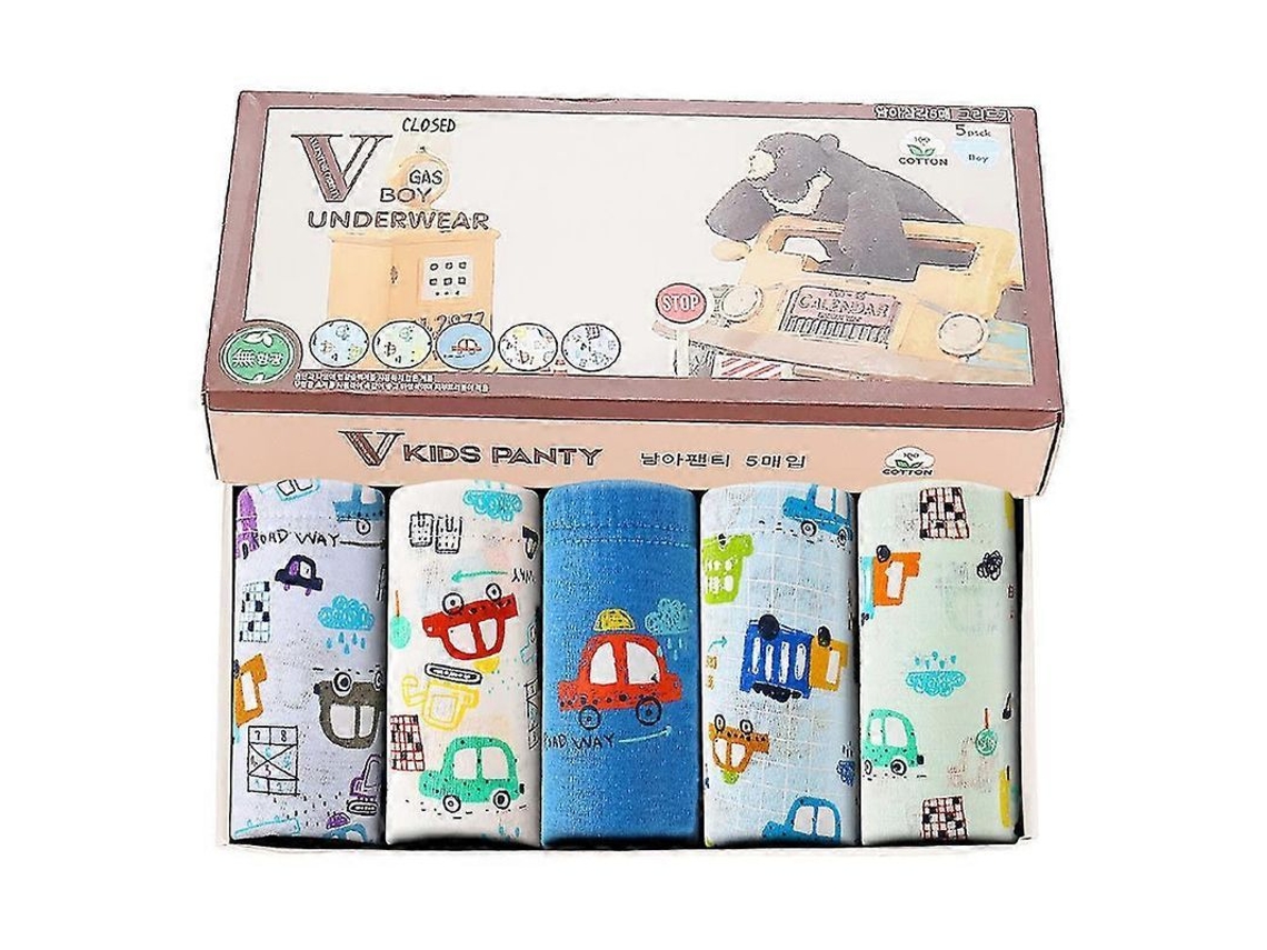 2026 5 pack de Calcinhas para Menino 2 13 Anos Estampadas de Mistura de Algodão