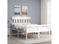 Vidaxl Cama Para Idosos Com Cabeceira 120x200 Cm Madeira Maciça Branco