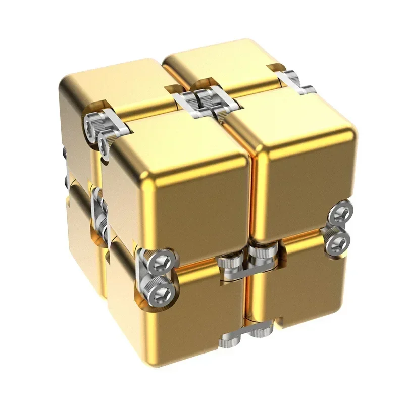 (dourado) Cubo Infinito De Metal Para Aliviar O Estresse - Brinquedo De Dedo Para Montagem Fácil
