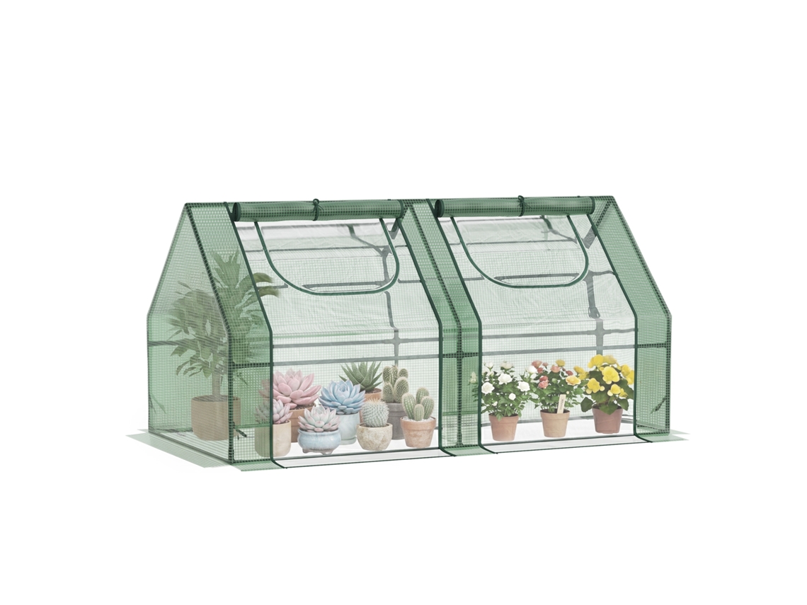 Estufa Externa com cobertura dupla, janelas e estrutura de aço, para plantas e flores, 180x90x90cm, verde BTFORUS