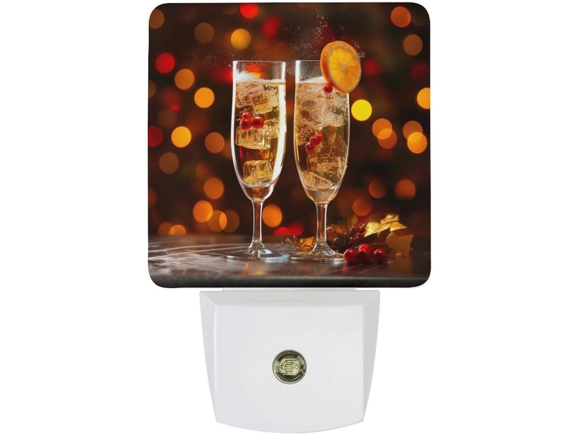 Luminária de parede com plugue, luminária de Natal com sensor crepuscular, luz LED branca, lâmpada baixa