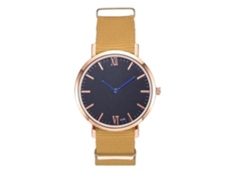 Relógio de quartzo unissex Zhoulianfa com pulseira de nylon, estilo minimalista casual amarelo.