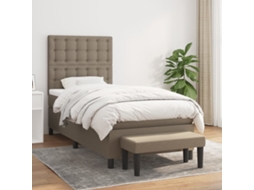 Cama Com Molas/colchão 80x200 Cm Tecido Castanho-acinzentado