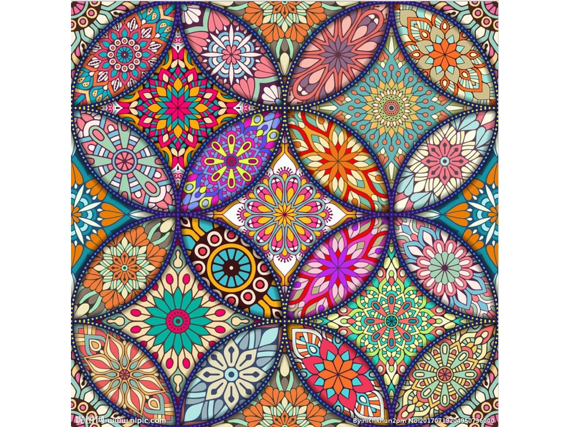 Ferramentas de Jardinagem Pintura Diamante Mandala Abstrata 30X30Cm Diamante Redondo Completo