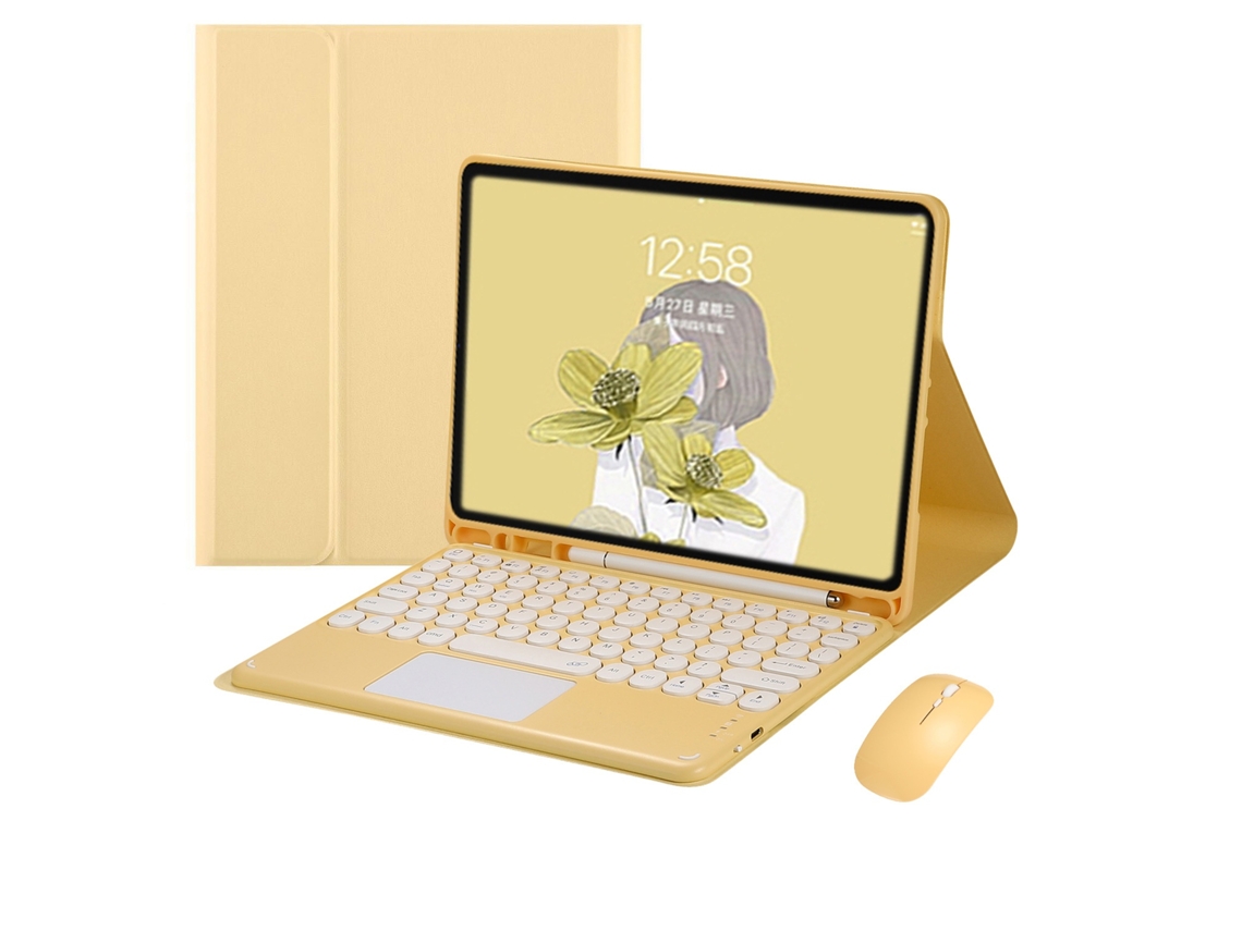Lurelia Capa Com Teclado Bluetooth Para Ipad Mini6 2021 Com Touch E Bandeja Para Caneta, Amarelo