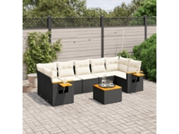Vidaxl 8 Pcs Conjunto Sofás De Jardim Com Almofadões Vime Pe Preto