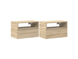 Wall-mounted Bedside Cabinet, Wall-mounted Bedside Cabinets Vidaxl Marrom Madeira Processada (n/a)