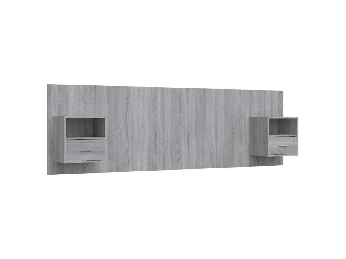Cabeceira de cama com guarda-roupas em madeira Sonoma Cinzento, exclusiva da MAISON.