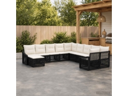 Vidaxl Conjunto De Sofá De Jardim 11 Unid. Preto Vime Pe