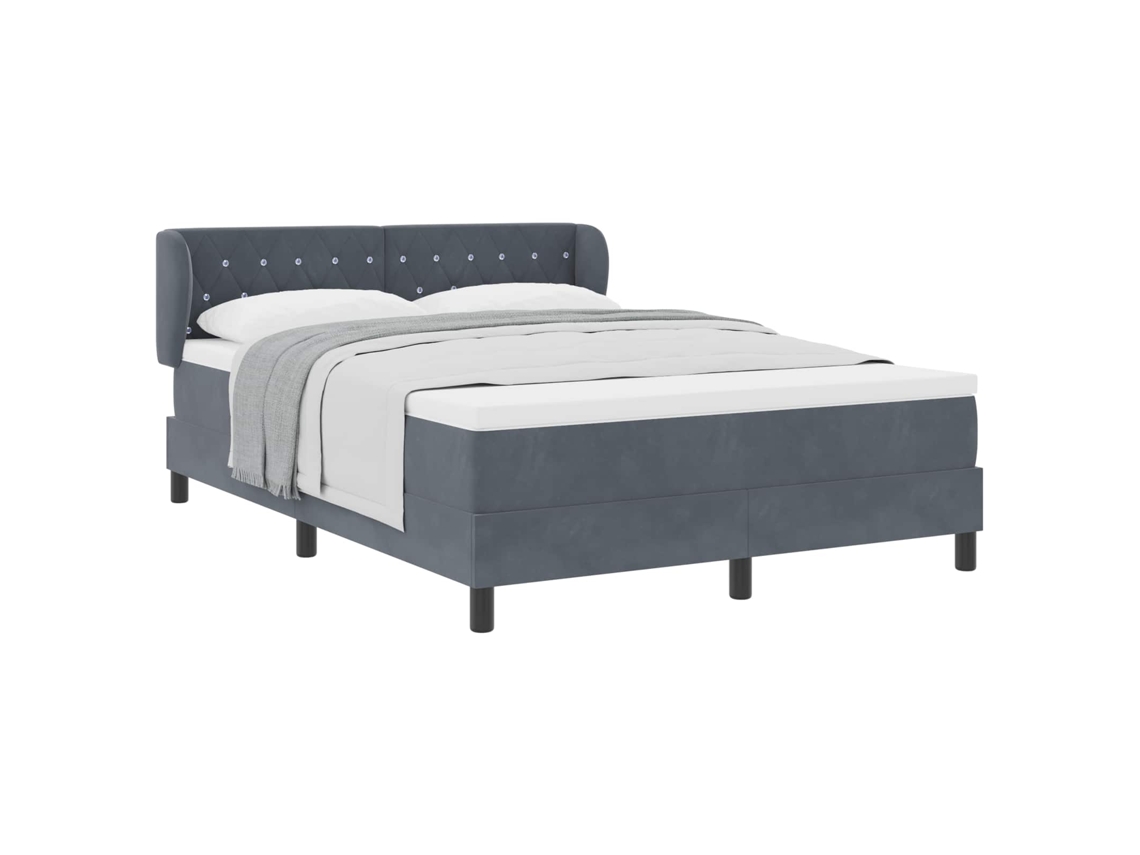 Cama Box com Colchão Cinzento Escuro 140x200 cm Veludo MAISON EXCLUSIVE