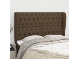 Vidaxl Cabeceira Cama C/ Abas Tecido 147x23x118/128 Cm Castanho-escuro
