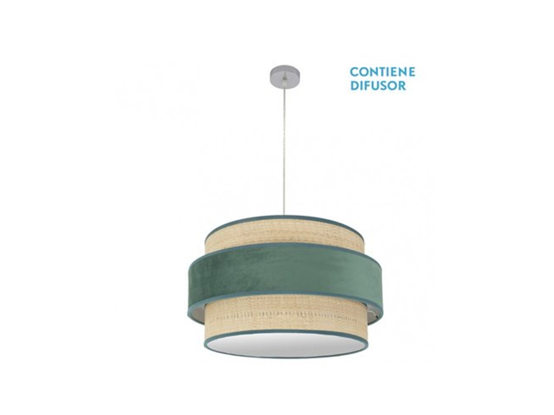 Pingente Reis 3xe27 Cromo/verde Natural Regx60x60 Cm Fabrilamp