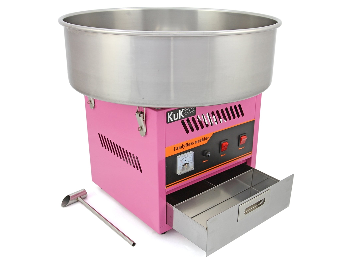 Máquina De Algodão Doce Retro Rosa Com Taça Em Aço Inoxidável De 50cm, Gaveta Integrada E Controlo De Temperatura Monstershop