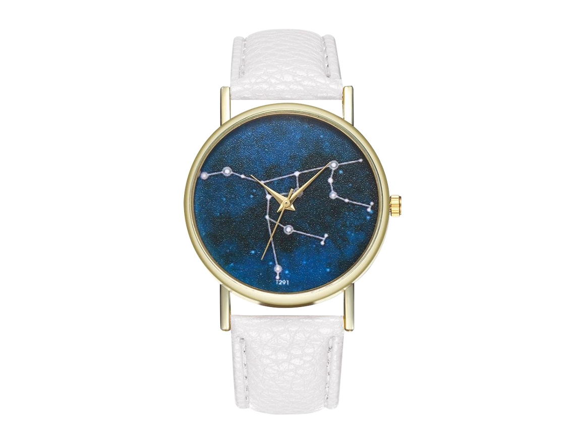 Reloj De Cuarzo Unisex Com Pulseira De Couro Pu, Mostrador Do Universo, Zhoulianfa (branco)