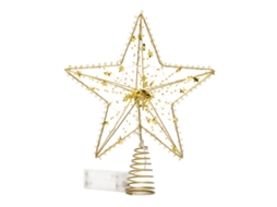 Enfeite de Natal Luminoso Topo Estrela Cinco Pontas Árvore Led Ferro Cinzento