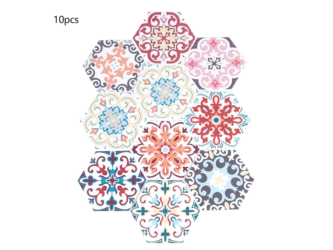 10pcs Autocolante Decorativo de Telha Hexagonal Anti derrubamento À Prova D'água | S/MARCA