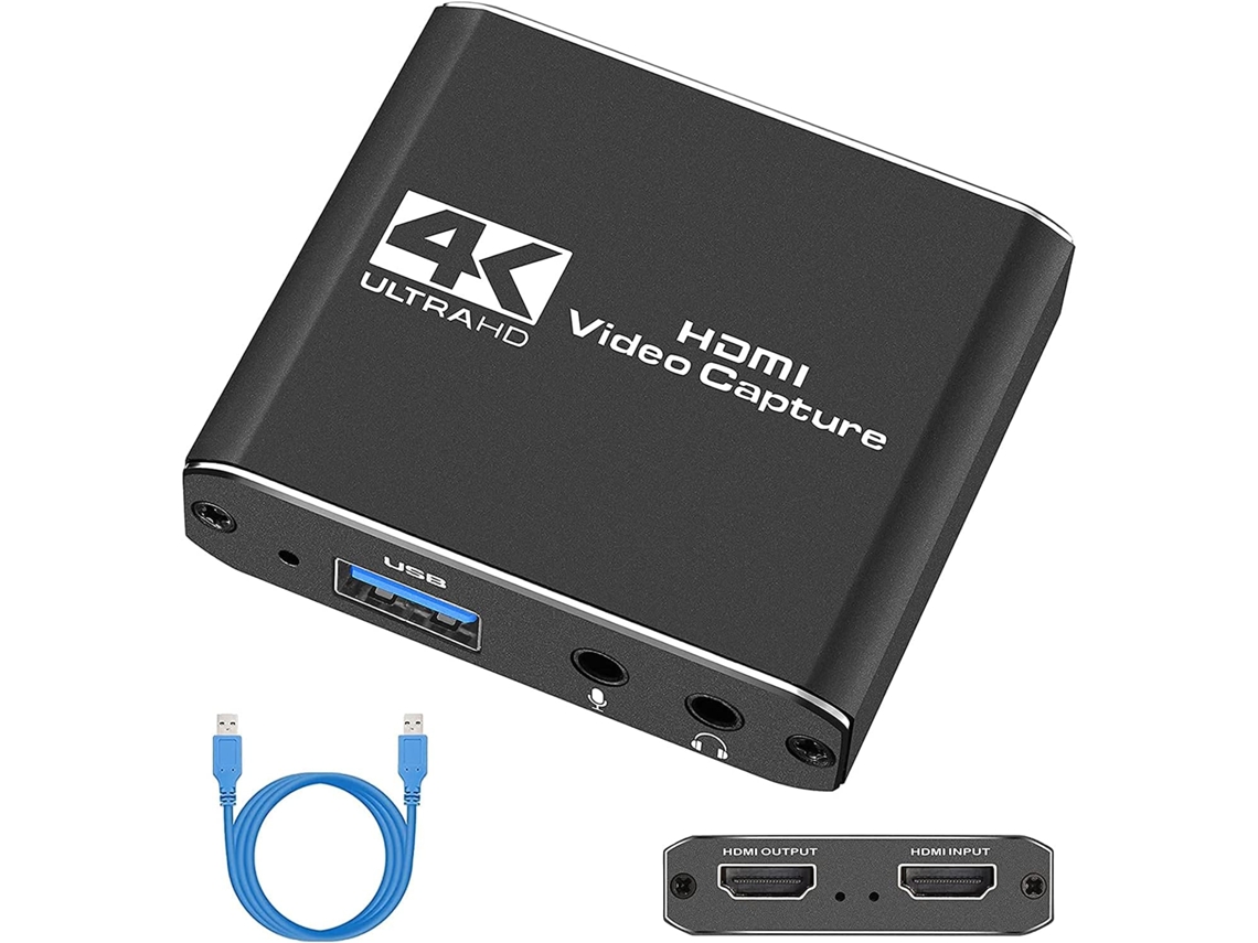 Placa de captura, placa de gravação de vídeo com microfone, loop HDMI 4K ou Brilvibera