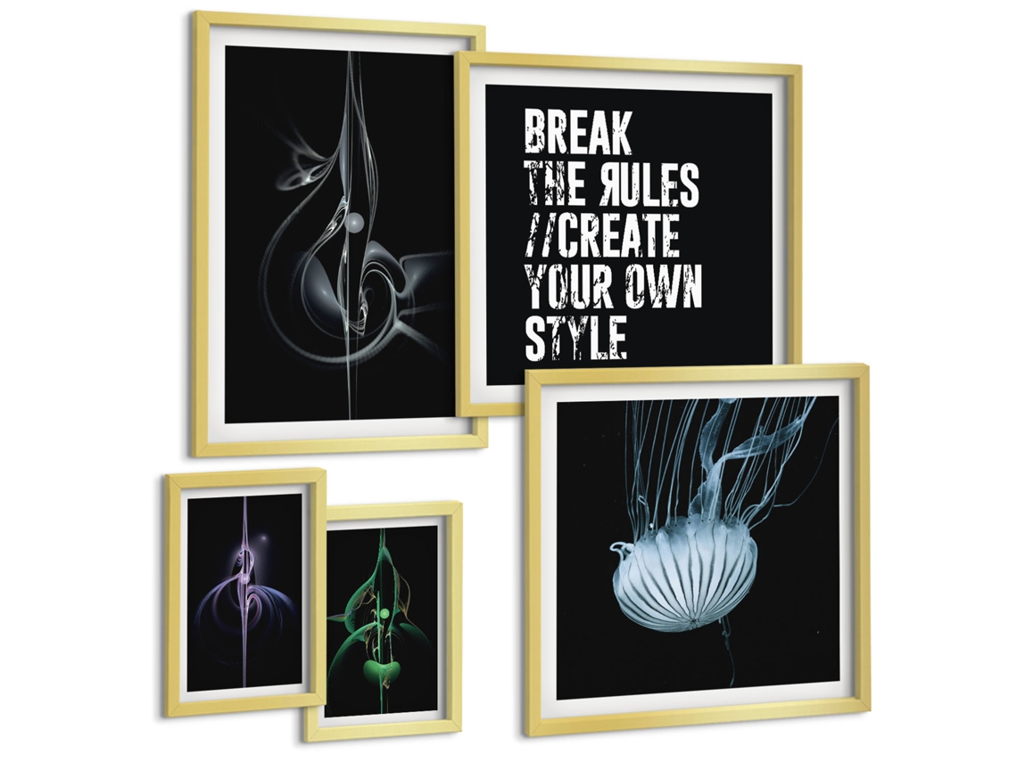 Conjunto De Pinturas Motivos Abstratos Criativos Espelharte (5 Peças)