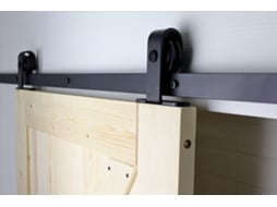 Sistema para Porta de Correr Preto com Calhas Modelo em T 200 Cm O Kit WOVAR