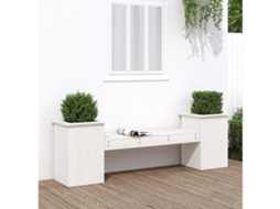 Vidaxl Banco C/ Vasos 184,5x39,5x56,5cm Madeira De Pinho Maciça Branco
