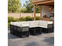 Vidaxl Conjunto De Sofá De Jardim 10 Unid. Preto Vime Pe