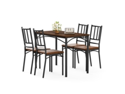 Conjunto Jantar Industrial Nogueira 4 Cadeiras 110x60x77cm