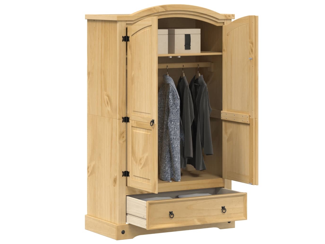 Vidaxl Guarda-roupa "corona" 101x52x170 Cm Madeira Maciça De Pinho