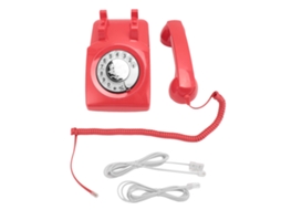 Mali telefone Rotativo Vintage Estilo 1960s com Campainha Mecânica para Casa Escritório Mesa Vermelho