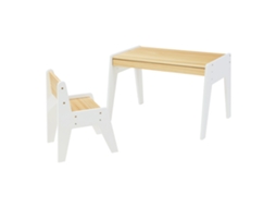 Conjunto de mesa e cadeira para crianças Skinnskatteberg - Natural/Branco [EN.CASA]