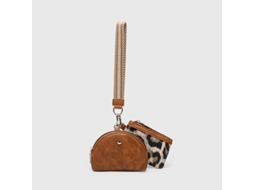 Mochila Portátil Mini Multifuncional Impermeável Para Guardar Moedas Chaveiro Carteira De Cartões, Pardo Ondulado