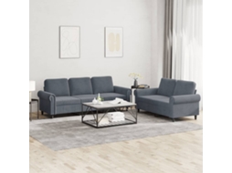 Vidaxl 2 Pcs Conjunto De Sofás Com Almofadões Veludo Cinzento-escuro