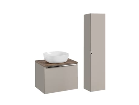 Lavatório Individual 60cm E Pedestal Eros Taupe Petits Meubles
