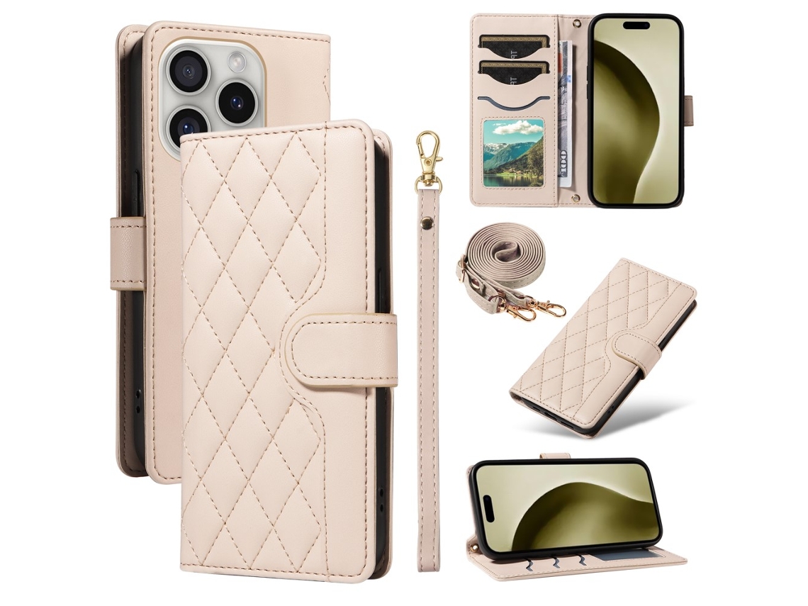 Capa Em Couro Pu Para Apple Iphone 16 Pro - Damasco