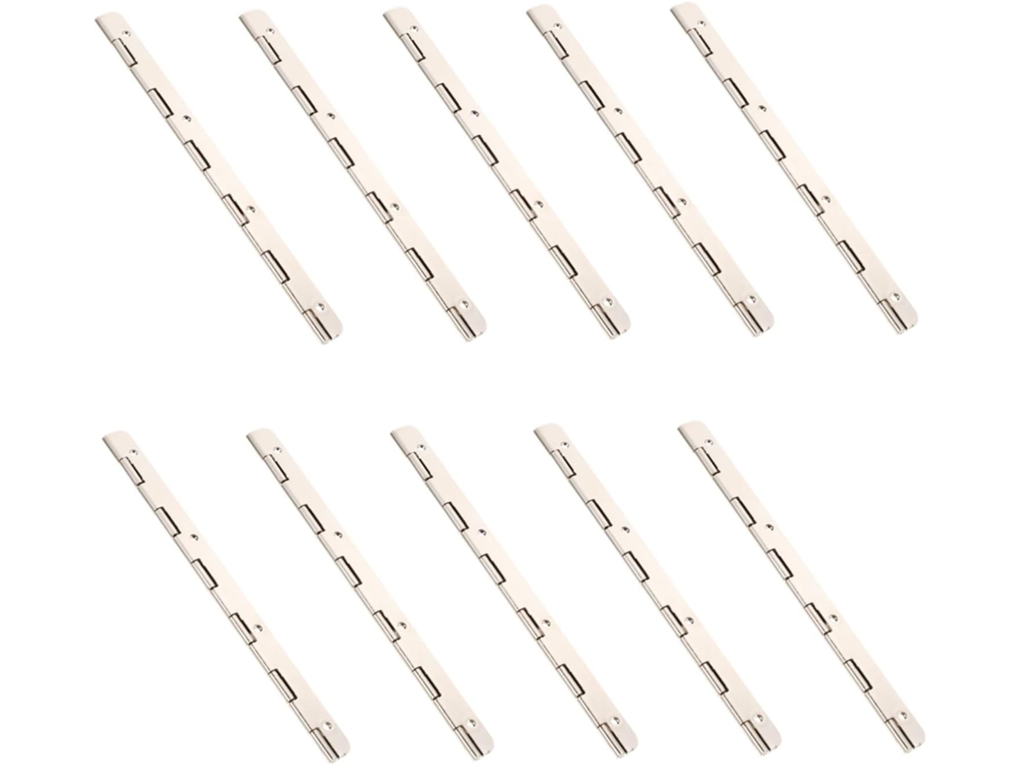 Conjunto De 10 Dobradiças Ferro Prateado Para Armário, Longas